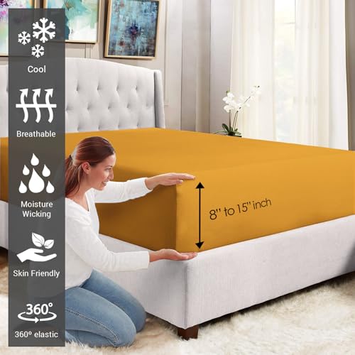 Full Cotton Fitted Sheet 400 Thread Count Honey Gold