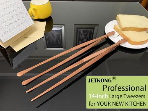 2 Pcs 14 Inch Kitchen Tweezers Extra Long Cooking Tweezer Tongs Stainless Steel Long Food Tweezers (2 Count)