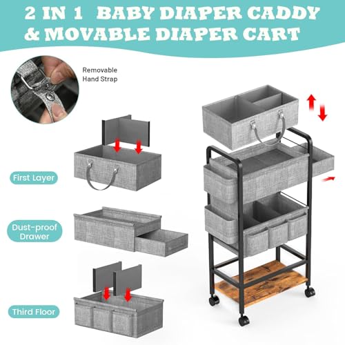 2In1 Baby Diaper Caddy & 4