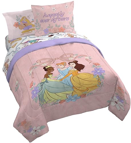 Disney Princess Queen Comforter Set 7 Piece Kids Bedding for Girls
