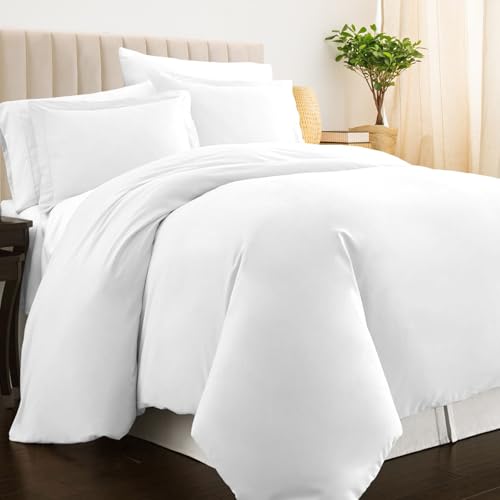 100% Cotton Queen Duvet Cover Set 400 Thread Count White