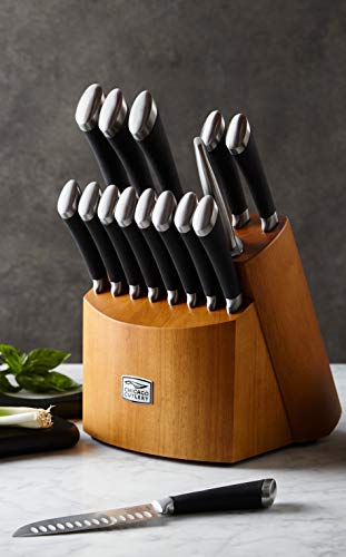 Fusion 17 Piece Kitchen Knife Set with Wooden Storage Block