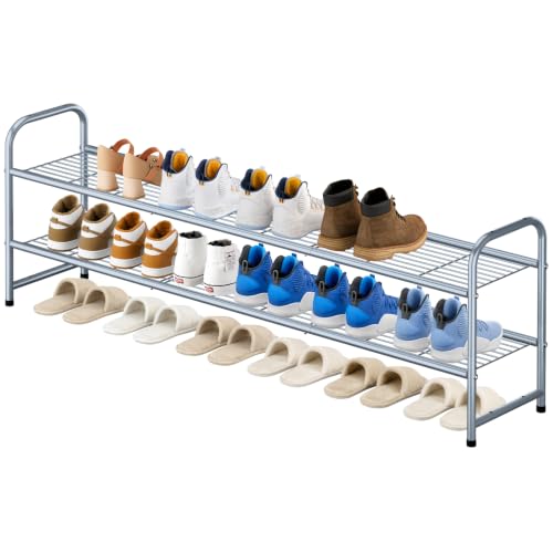 2 Tier Long Shoe Rack for Closet Shoe Organizer for Entryway