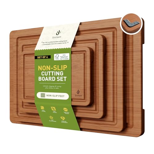 Bamboo Cutting Board Set Non Slip Feet Over Sink Father Day Dad Parents Papa Stepdad Pappy Poppy Pawpaw Who Want Nothing Everything Future Groom Bride Law Christmas Xmas (4 Count)