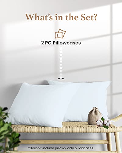 1000 TC Light Blue King Pillowcases Set of 2 100% Egyptian Cotton Pillow Cases with Long Staple Cotton & Sateen Weave (2 Count)