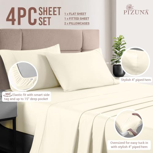 100% Cotton Sheets Set King 400 Thread Count New Ivory