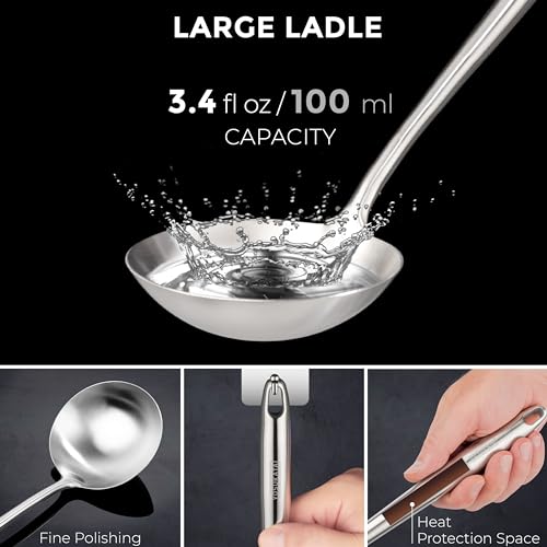17" Stainless Steel Wok Spatula Ladle and Skimmer Spoon Set of 3 (3 Count)