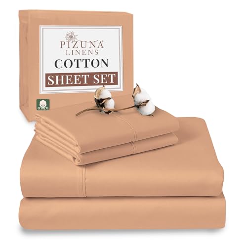 100% Cotton Sheets Set RV King 400 Thread Count Peach
