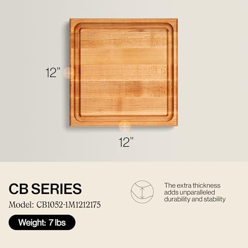 CB Series Square Wooden Maple Cutting Board 12”x12”