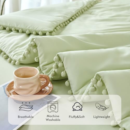 Light Green Twin Size Comforter Set