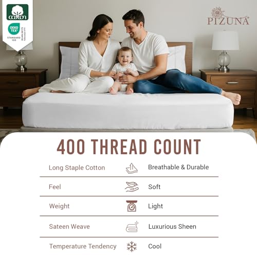 Cotton California King Fitted Sheet + 2 Pillowcases Set 400TC White