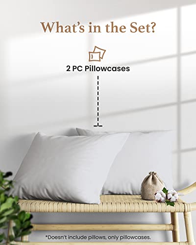 1000 TC Light Gray King Pillowcases Set of 2 100% Egyptian Cotton Pillow Cases with Long Staple Cotton & Sateen Weave (2 Count)