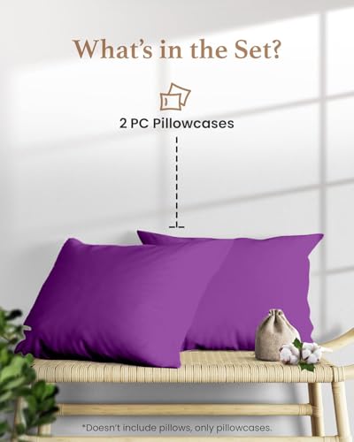 1000 TC Purple King Pillowcases Set of 2 100% Egyptian Cotton Pillow Cases with Long Staple Cotton & Sateen Weave (2 Count)