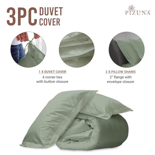 100% Cotton King Duvet Cover Set 400 Thread Count Sea Foam