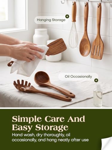 Nonstick Wooden Utensil Set for Cooking (7 Count)