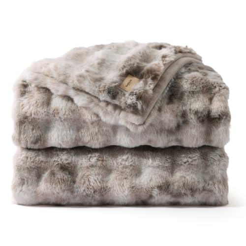 GentleSoft Bubble Faux Fur Blankets Queen Size