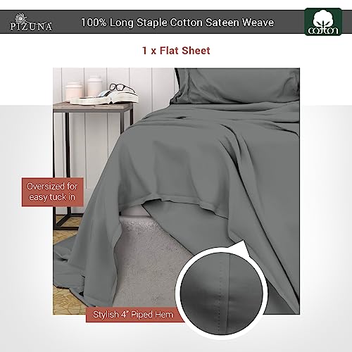 100% Cotton King Flat Sheet 400 Thread Count Dark Grey