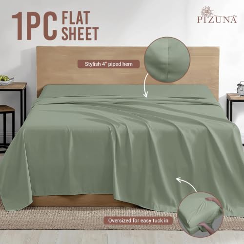 100% Cotton Queen Flat Sheet 400 Thread Count Sea Foam