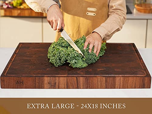 Extra Large Walnut Wood End Grain Cutting Board 24x18x2" Cut Block