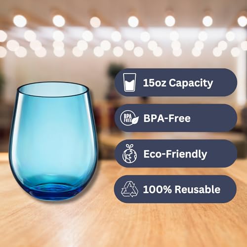 European Style Plastic Crystal Unbreakable Stemless Wine Glasses