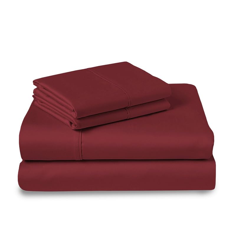100% Cotton Sheets Set Queen 400 Thread Count Rio Red