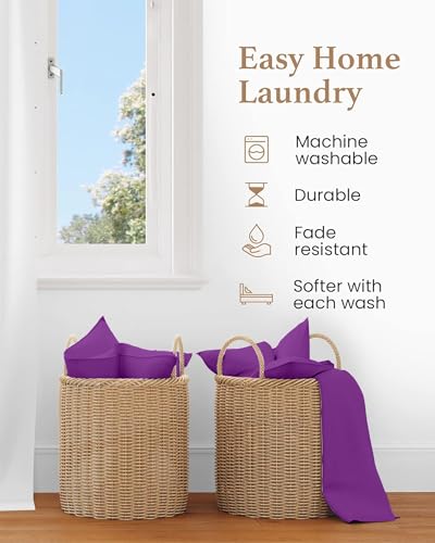 1000 TC Purple King Pillowcases Set of 4 100% Egyptian Cotton Pillow Cases with Long Staple Cotton & Sateen Weave (4 Count)