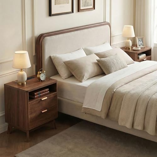 Fluted Nightstand with Charging Station
