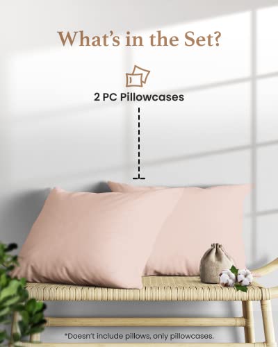 1000 TC Blush King Pillowcases Set of 2 100% Egyptian Cotton Pillow Cases with Long Staple Cotton & Sateen Weave (2 Count)