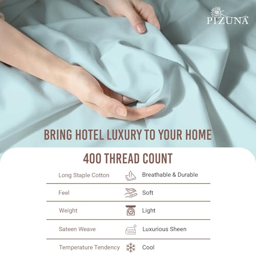 Cotton Full Duvet Cover + Sheet Set 400 Thread Count Baby Blue