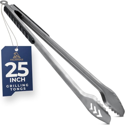 25 Inch Heavy Duty Metal Grill Tongs for Outdoor Grill & Log Fire