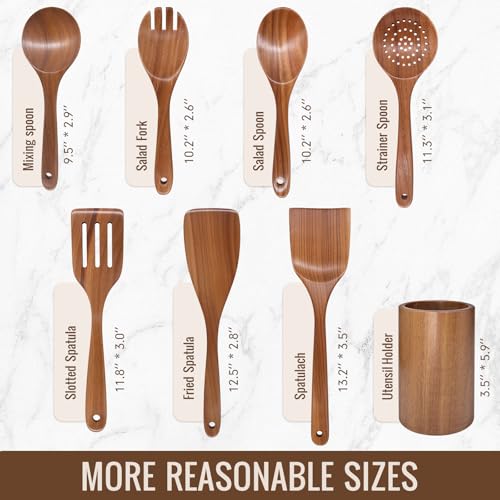 Wooden Cooking Utensils Set with Holder