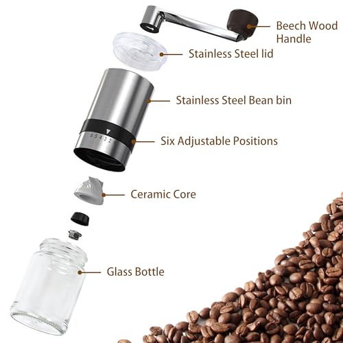 Outdoor Travel Coffee Gift Set with Goose Neck Kettle Glass Server Manual Grinder Glass Dipper 100 pcs Paper Filter and Scope for Drip