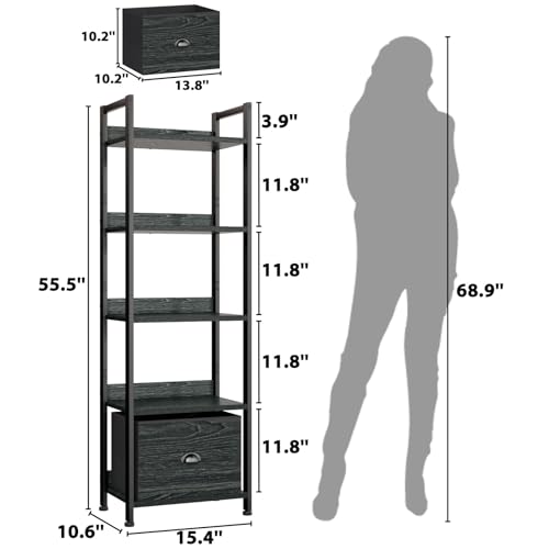 5 Tier Bookshelf with Drawer