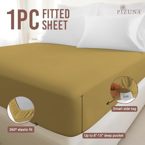 Full Cotton Fitted Sheet 400 Thread Count Mustard Gold