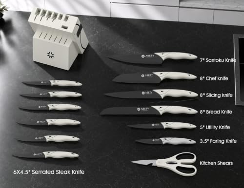 Kitchen Knife Set with Block 15 PCS (15 Count)