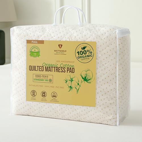 Luxury Quilted Organic Cotton Mattress Protector Full Size