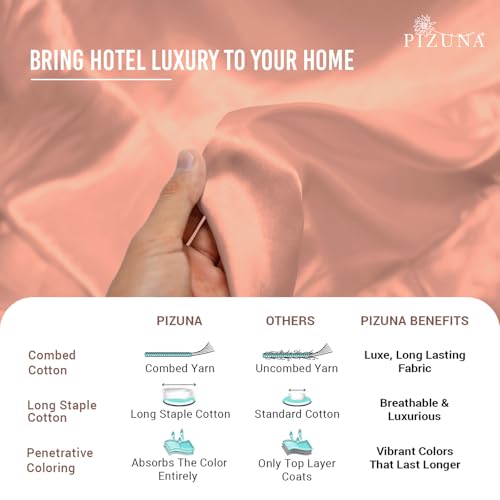 100% Cotton King Duvet Cover Set 400 Thread Count Coral Pink