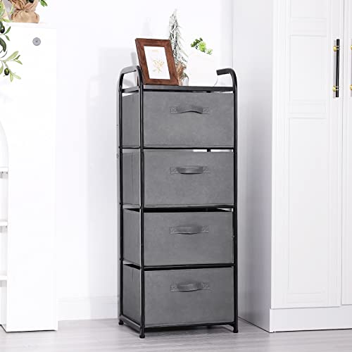 4 Drawer Fabric Dresser Tall Storage Tower