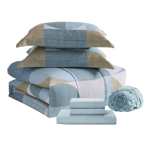 Geometric Comforter Set Queen with Sheets Bed in a Bag