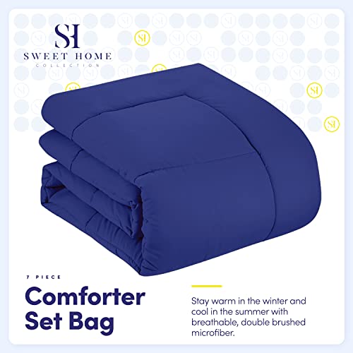 5 Piece Comforter Set Bag Solid Color All Season Soft Down Alternative Blanket & Luxurious Microfiber Bed Sheets (5 Count)