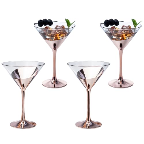 8 Ounce Modern Metallic Gold Tone Martini Glasses (4 Count)