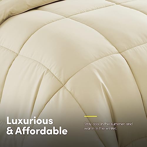 7 Piece Comforter Set Bag Solid Color All Season Soft Down Alternative Blanket & Luxurious Microfiber Bed Sheets (7 Count)