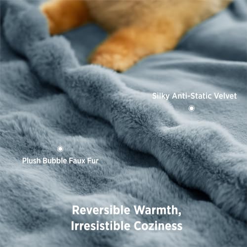 GentleSoft Bubble Faux Fur King Size Blanket for Bed