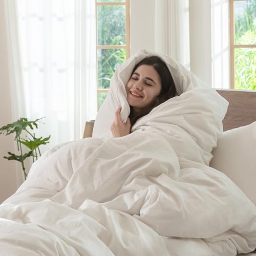 Duvet Cover Set 100% Washed Cotton Linen Like Oversized Queen (3 Piece Set)