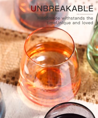 Stemless Colored Wine Glasses Set of 6 (6 Count)