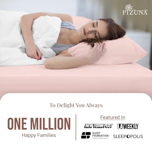 Cotton Full Fitted Sheet + 2 Pillowcases Set 400TC Light Pink