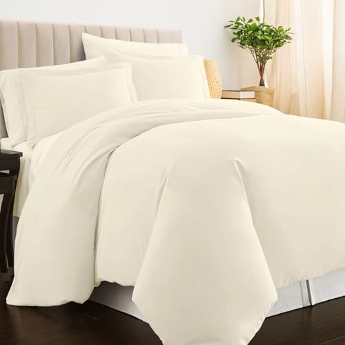 100% Cotton King Duvet Cover Set 400 Thread Count New Ivory