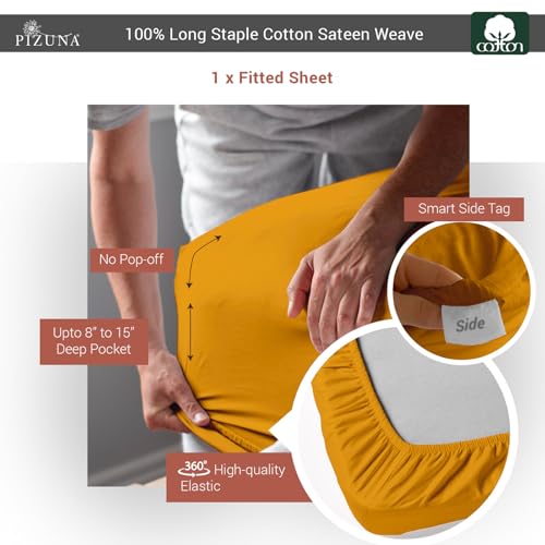 Full Cotton Fitted Sheet 400 Thread Count Honey Gold