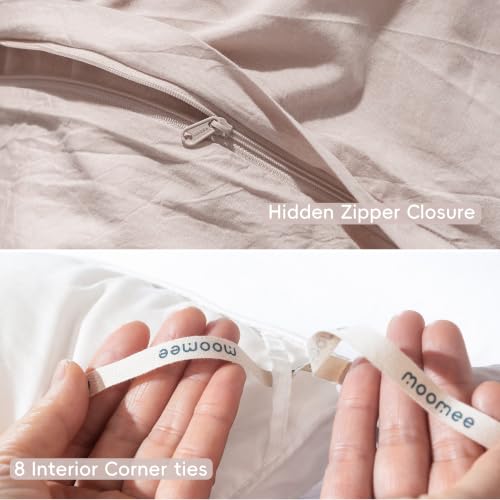 Duvet Cover Set 100% Washed Cotton Linen Like Cal King (64 Ounce)
