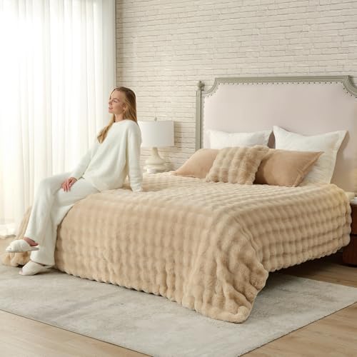 Faux Fur Throw Blanket for Couch